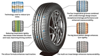 Close-up of Anchee AC218 205/55R16 94V tire with annotations highlighting drainage grooves and tread design for maneuverability. thumbnail 3