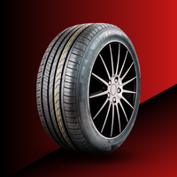 Anchee AC218 205/55R16 94V tire on a stylish black alloy wheel with a red and black gradient background. thumbnail 6