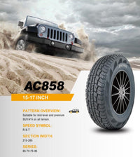 Anchee AC858 All Terrain Tyre performing on rugged terrain with a Jeep, highlighting grip, durability, and traction in extreme conditions thumbnail 5
