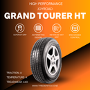 Joyroad Grand Tourer HT tire on a stylish wheel with orange and black gradient background, featuring superior grip and enhanced control.