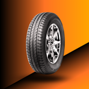 Promotional image of Joyroad RX1 symmetrical passenger car tire with an orange background.