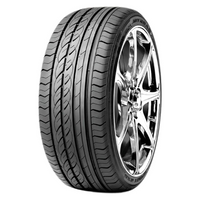 Side view of Joyroad Sport RX6 high performance asymmetric tire on a stylish alloy wheel, emphasizing tread pattern on a white background. thumbnail 1