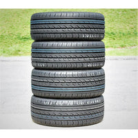 Stack of four Joyroad Sport RX6 high performance asymmetric tires on pavement, highlighting tread pattern and durability. thumbnail 6