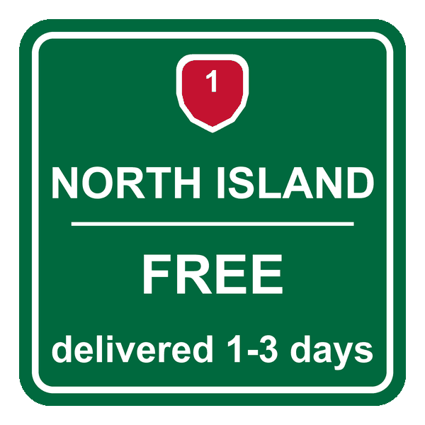 Road sign showing free tyre delivery to urban North Island addresses in one to three business days from Tyre Dispatch in Te Puke