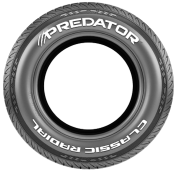 Tyre with 'Predator' branding on a white background Classic Tyre Range